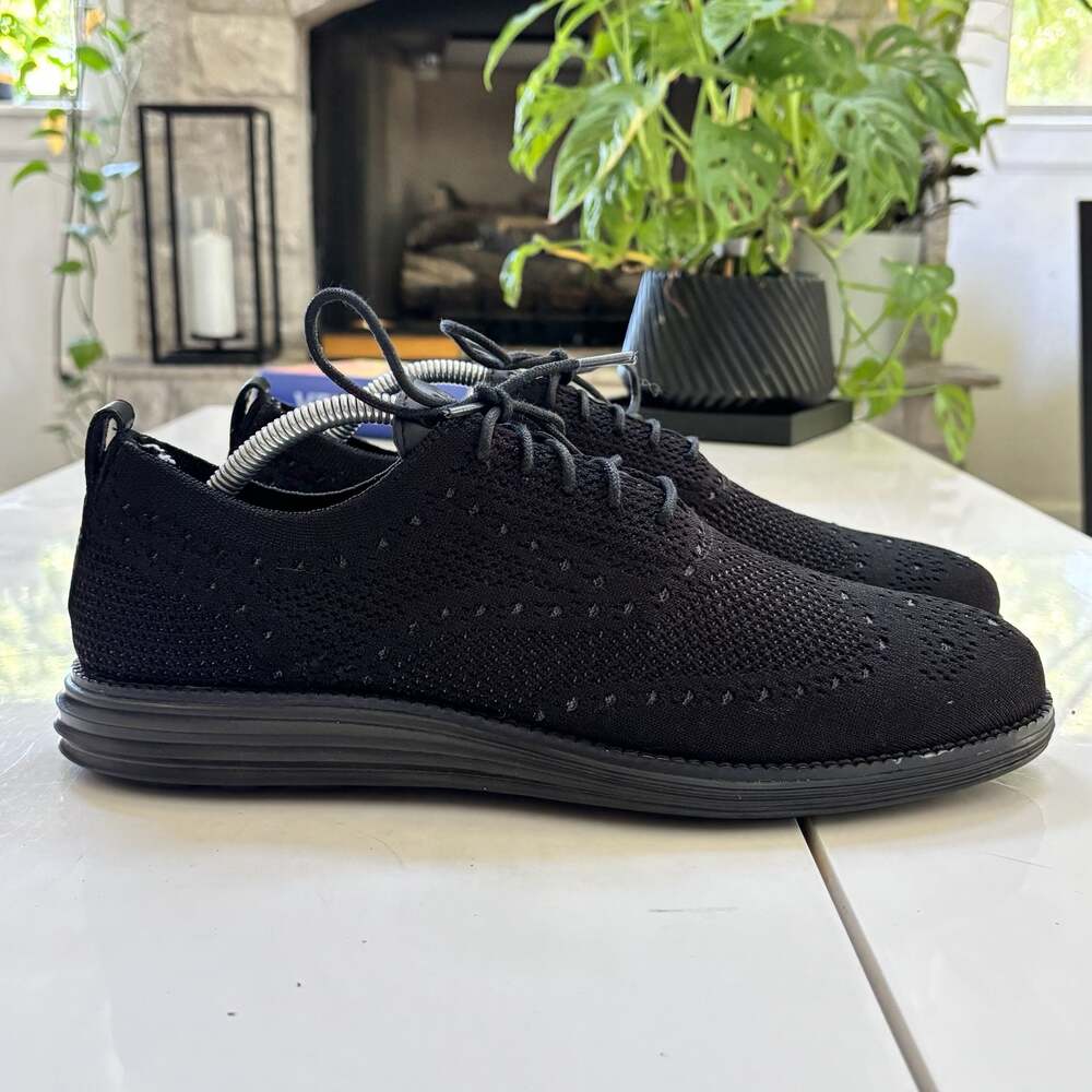 Cole Haan OriginalGrand Knit Wingtip Oxford Shoes Black Size 9.5M